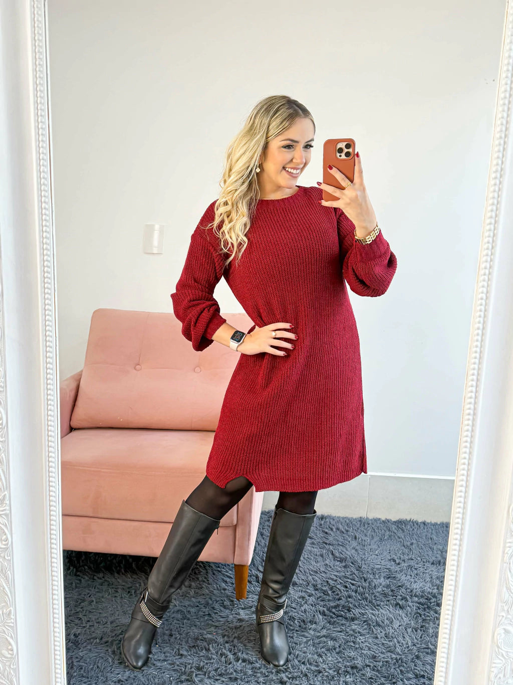 VESTIDO TRICO MARSALA