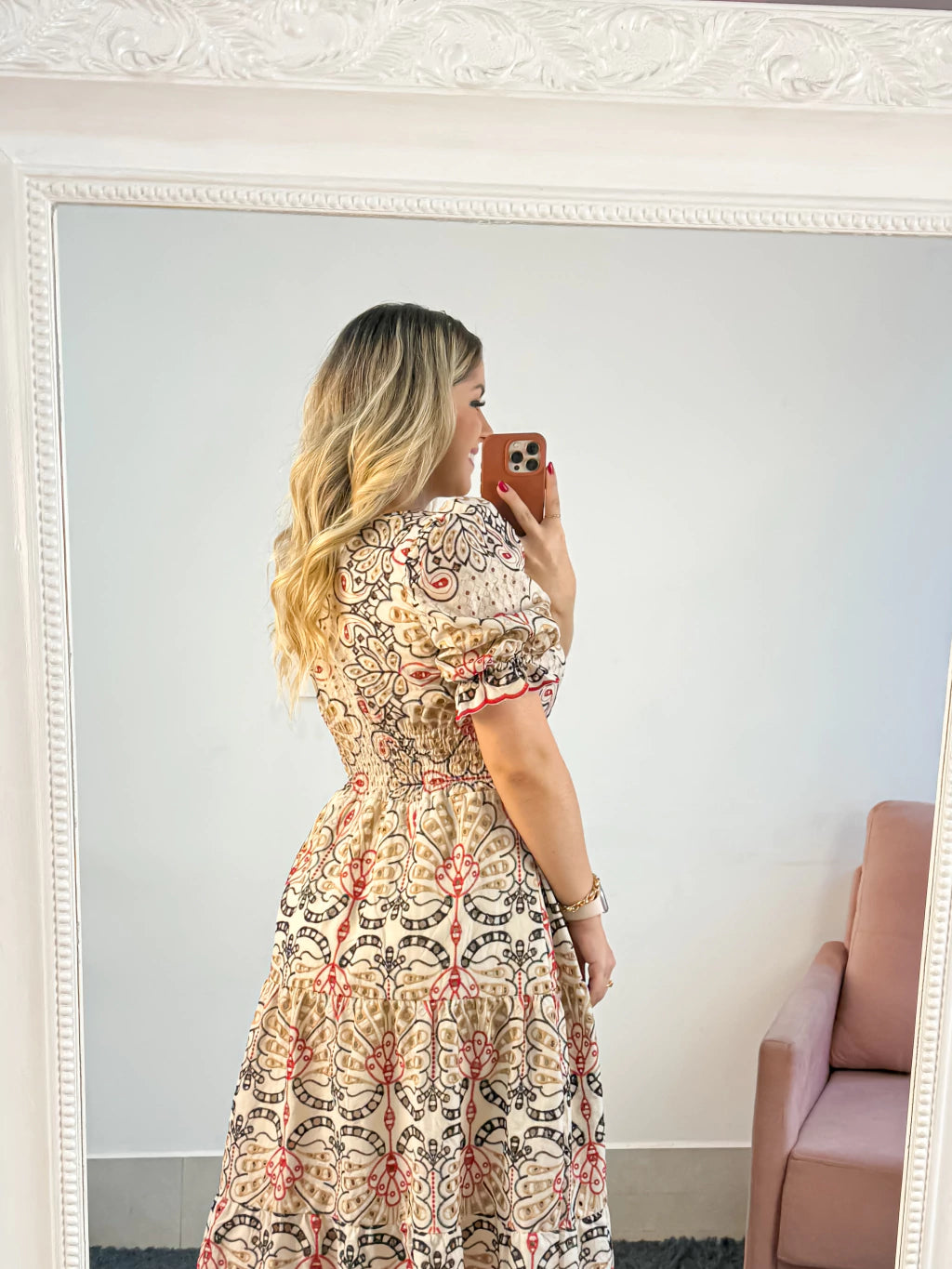 Vestido Princesa Lesie Bordado Manguinha