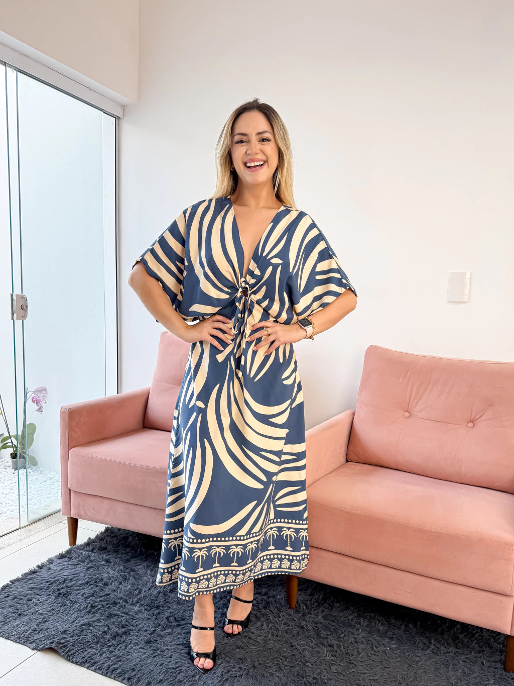 Vestido Azul e Palha