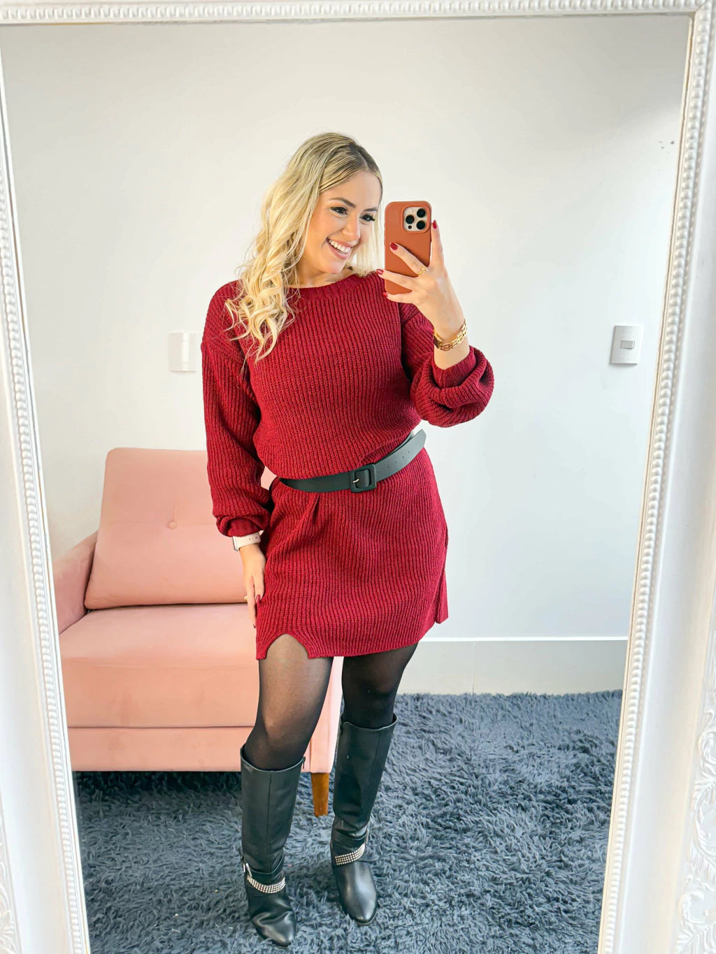 VESTIDO TRICO MARSALA