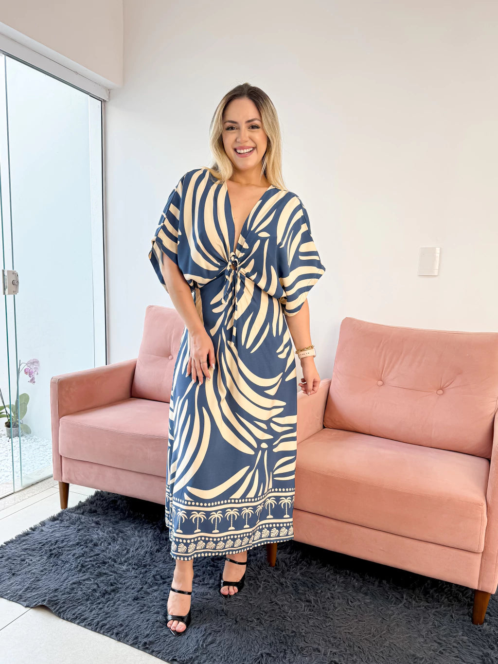 Vestido Azul e Palha