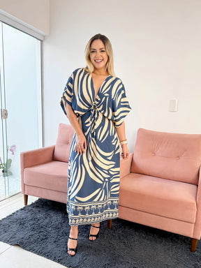 Vestido Azul e Palha